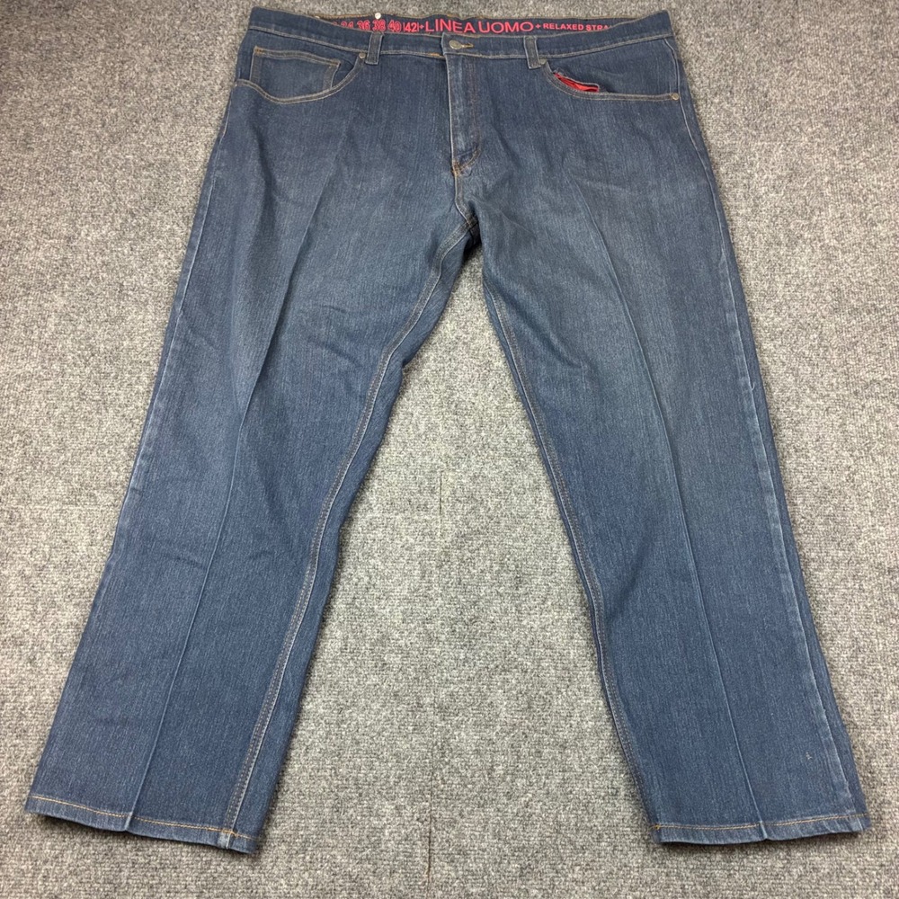 VTG Y2K Mens Size 42x30‎ Relaxed Straight Leg Jeans Blue Denim Stretch